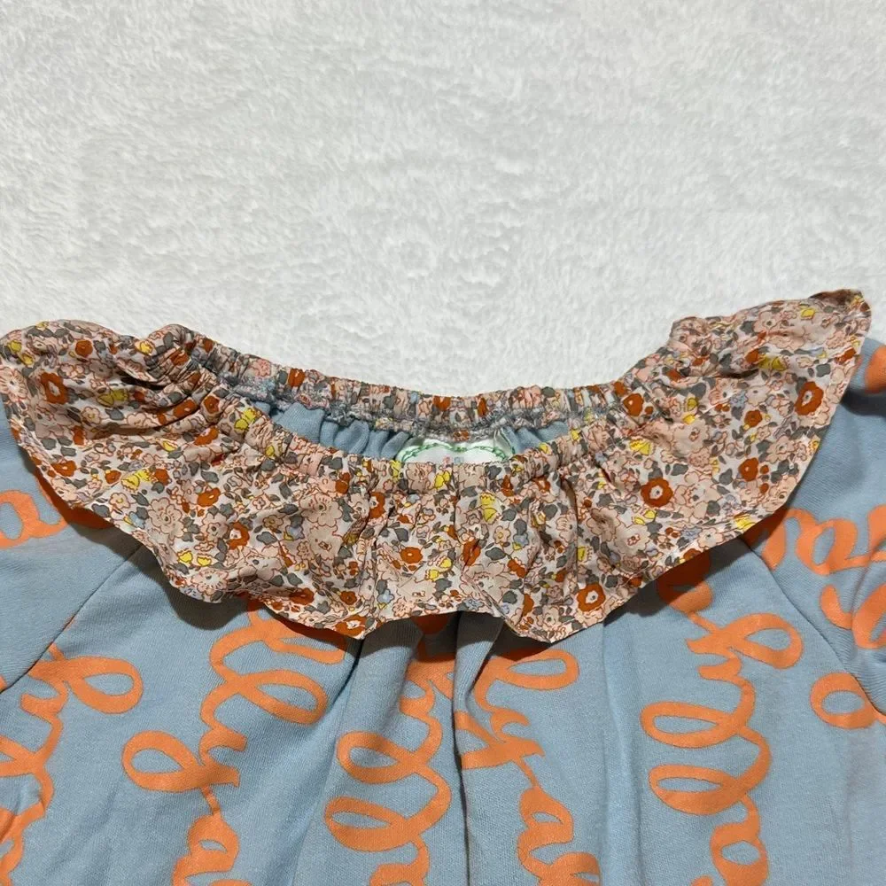 EUC Grace & James Happy Fall Yall dress with floral ruffle collar 2-3